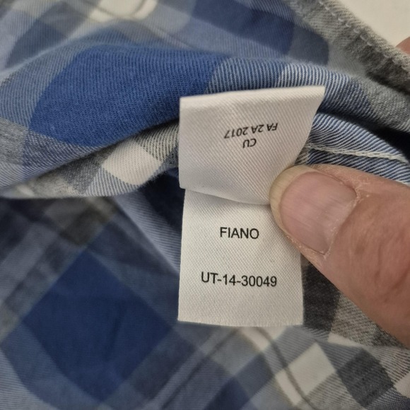 Untuckit Shirt Mens Large Blue White Plaid Fiano Button Up Casual 100% Cotton - Picture 5 of 9